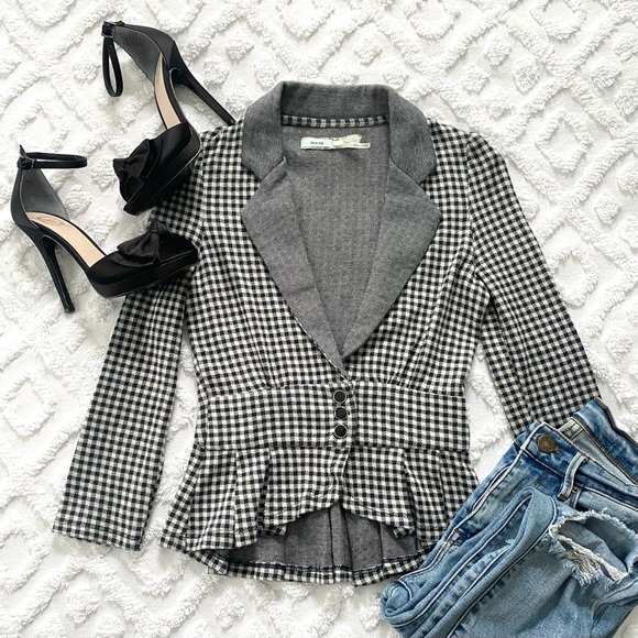 Kimchi Blue Jackets & Blazers - KIMCHI BLUE Black & Cream Gingham Blazer